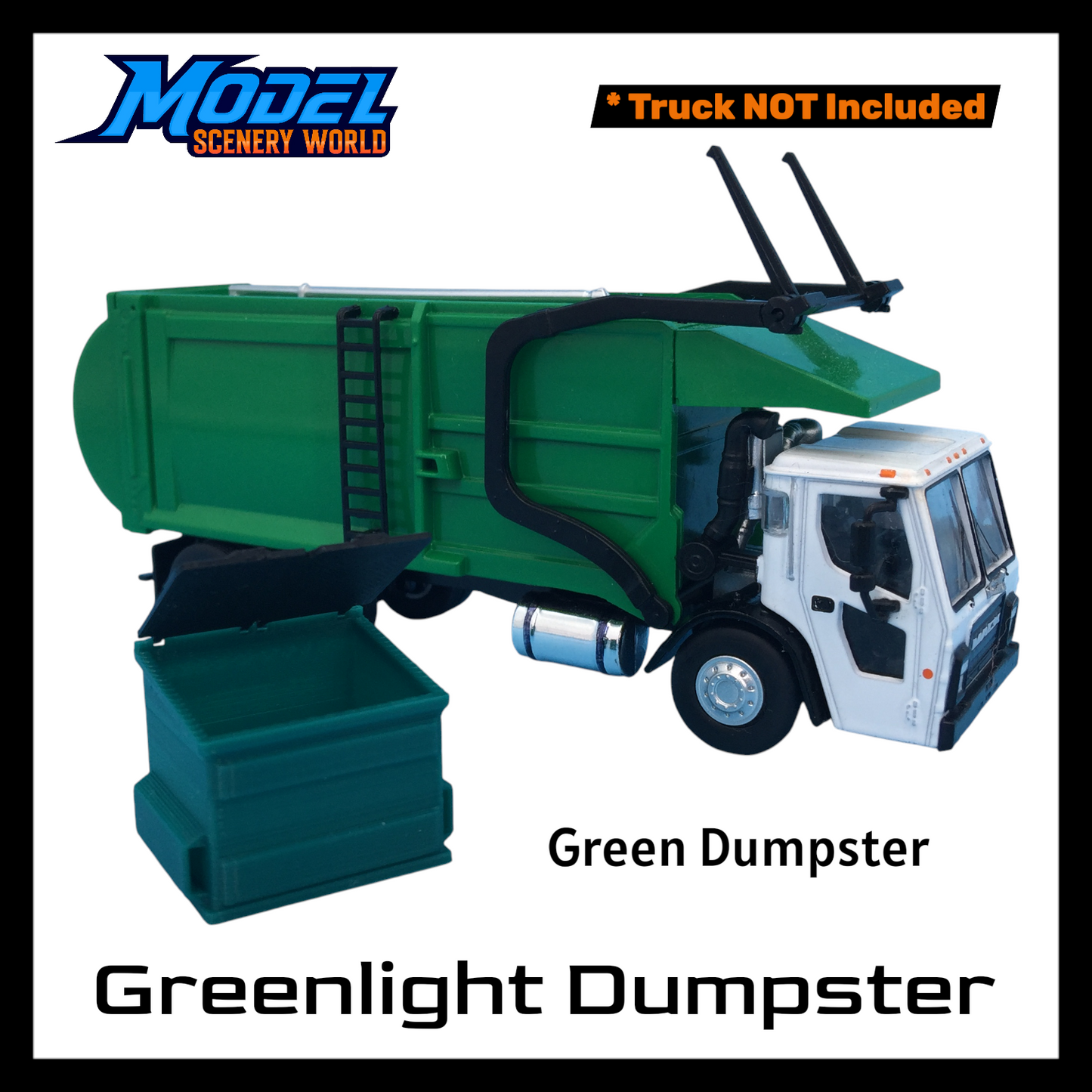 Dumpster for Greenlight Mack Refuse Truck - S Scale 1:64 - NO TRUCK - Green