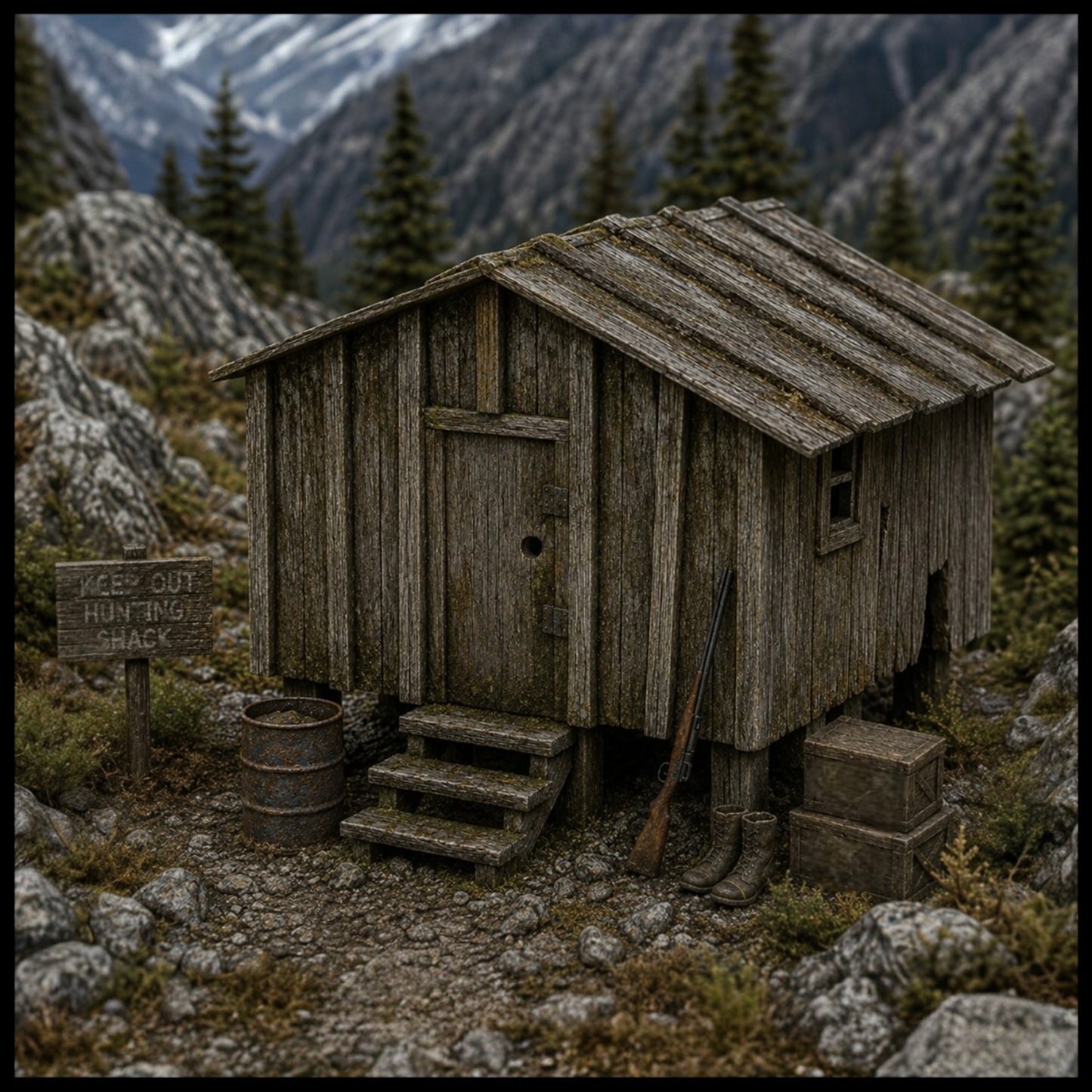 HO Scale 1:87 Hunting Shack Resin Building
