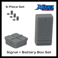 Signal + Battery Box Set (8pcs) - N Scale - Gray