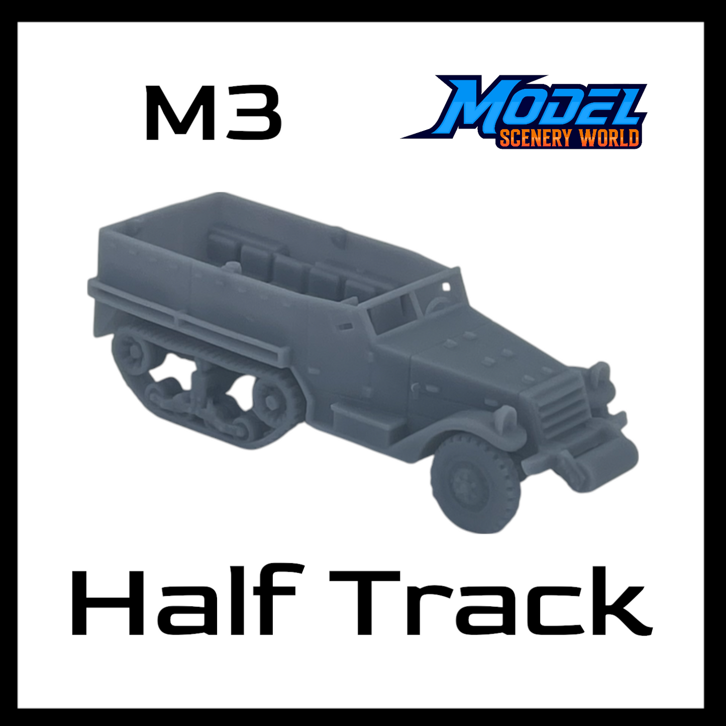 HO Scale 1:87 M3 Half Track Open Military Vehicle
