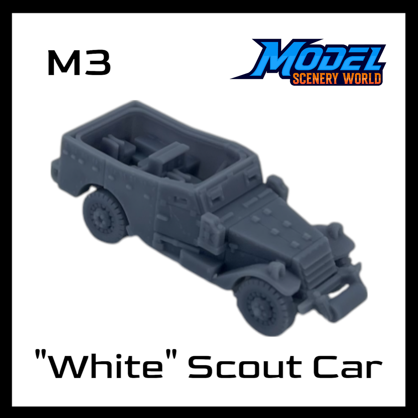HO Scale 1:87 M3 White Scout Car Open Armored Vehicle