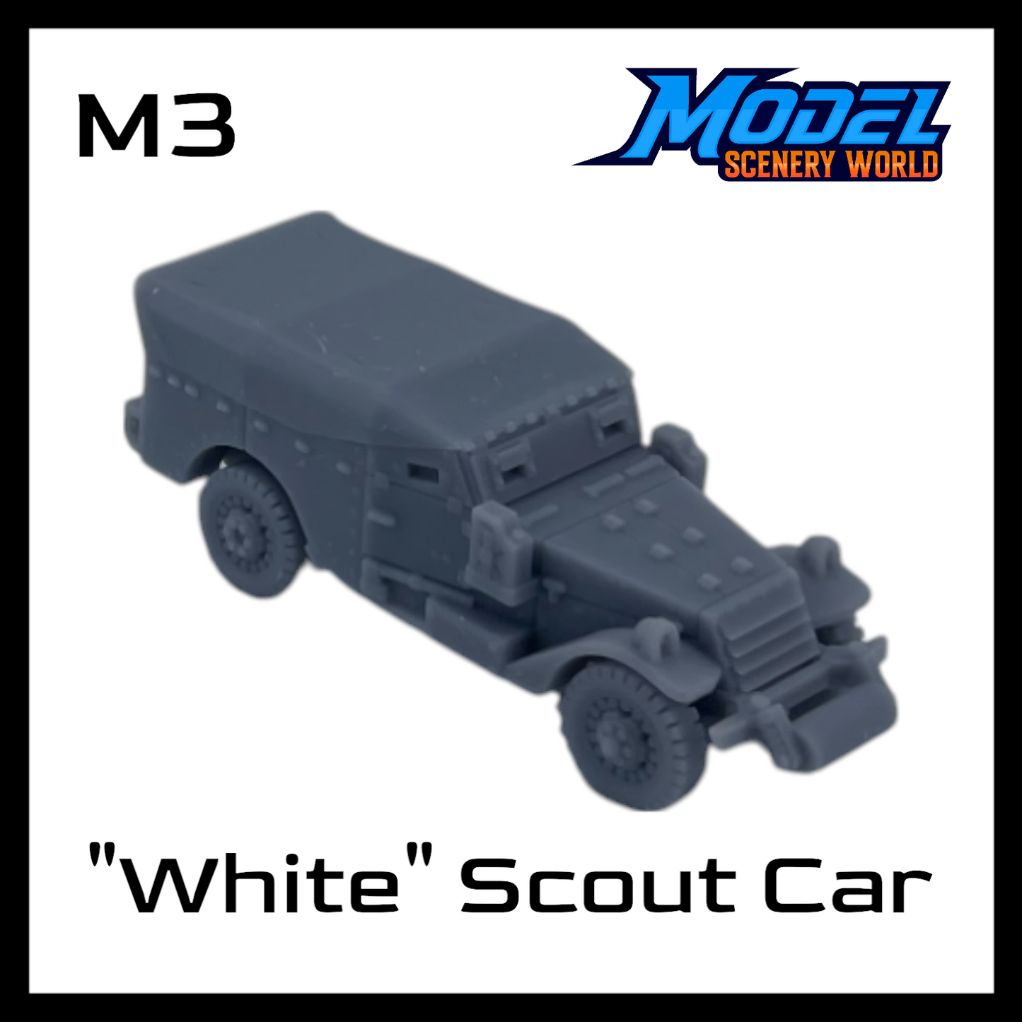 HO Scale 1:87 M3 White Scout Car Covered Armored Vehicle