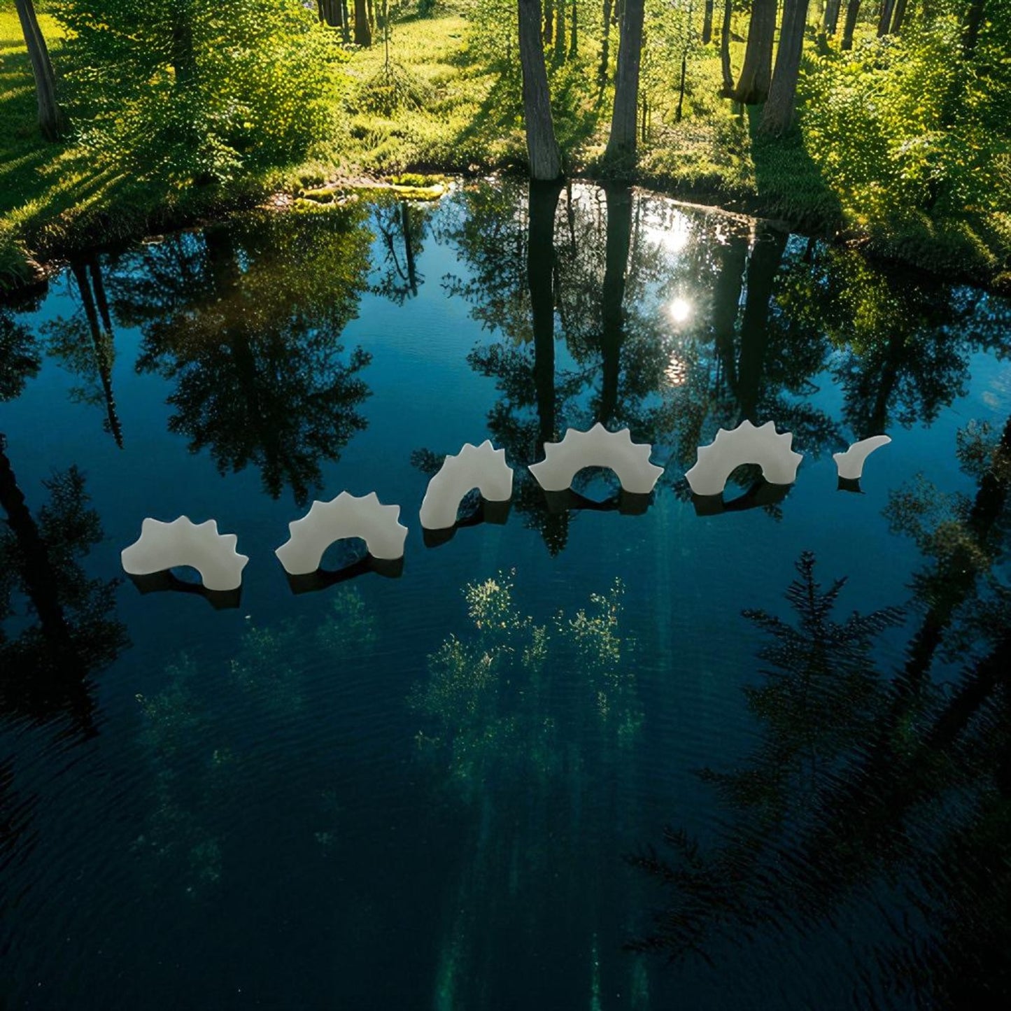 Scale Model of Nessie Glow in the Dark by Model Scenery World daytime on the pond