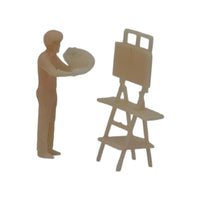 Scale figure of Bob Ross with Easel by Model Scenery World - side view