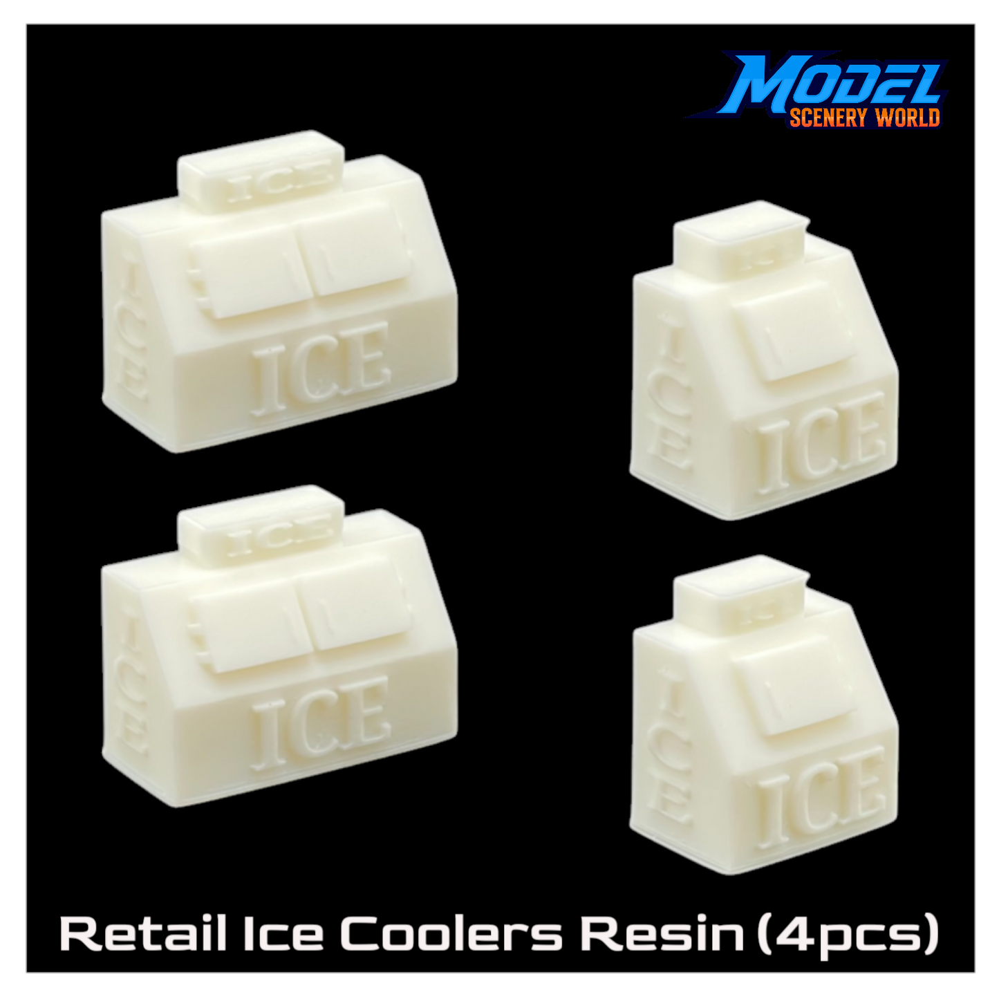 HO Scale 1:87 Retail Commercial Ice Coolers Resin 4pc