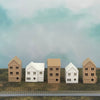 Suburban Row Houses - 5pc Set - HO Scale 1:87 - Brown/White