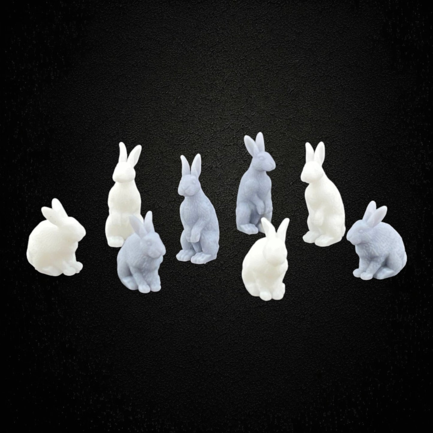 O Scale 1:48 Grey & White Rabbit Figure Set (8pc)