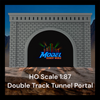 1-2 Track Double TUNNEL PORTAL CUT STONE / BRICK - HO Scale 1:87