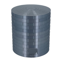 Front View - Scale Model of a Tall Oil or Fuel Tank in Metallic Silver Color by Model Scenery World