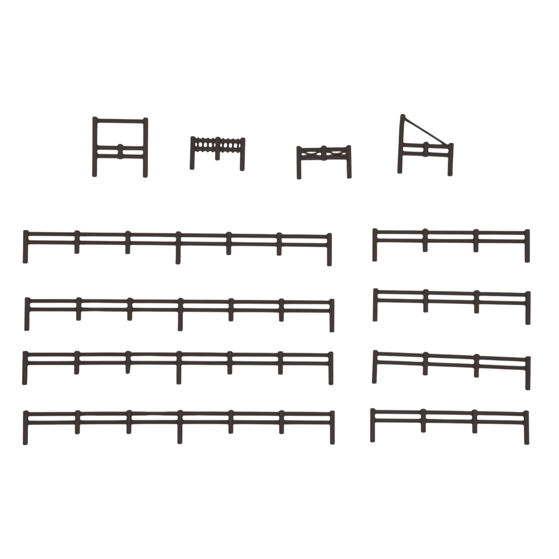 Scale Model of 2 Rail Fence 500' + 4 Gates by Model Scenery World