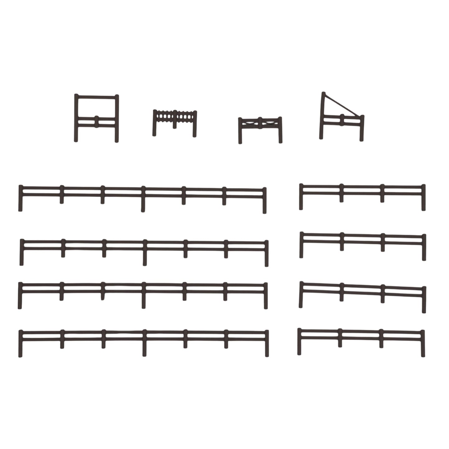 Scale Model of 2 Rail Fence 500' + 4 Gates by Model Scenery World