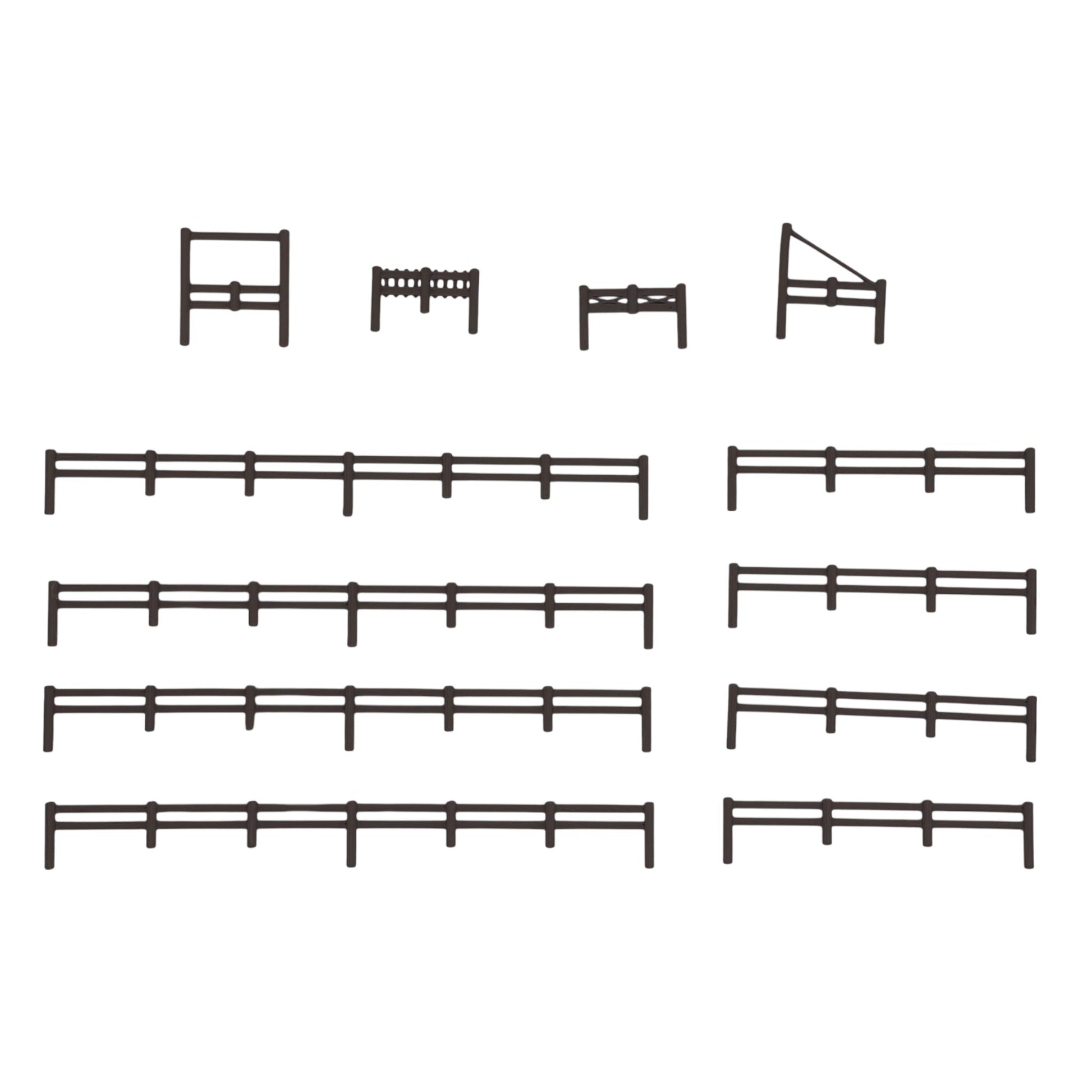 Scale Model of 2 Rail Fence 500' + 4 Gates by Model Scenery World