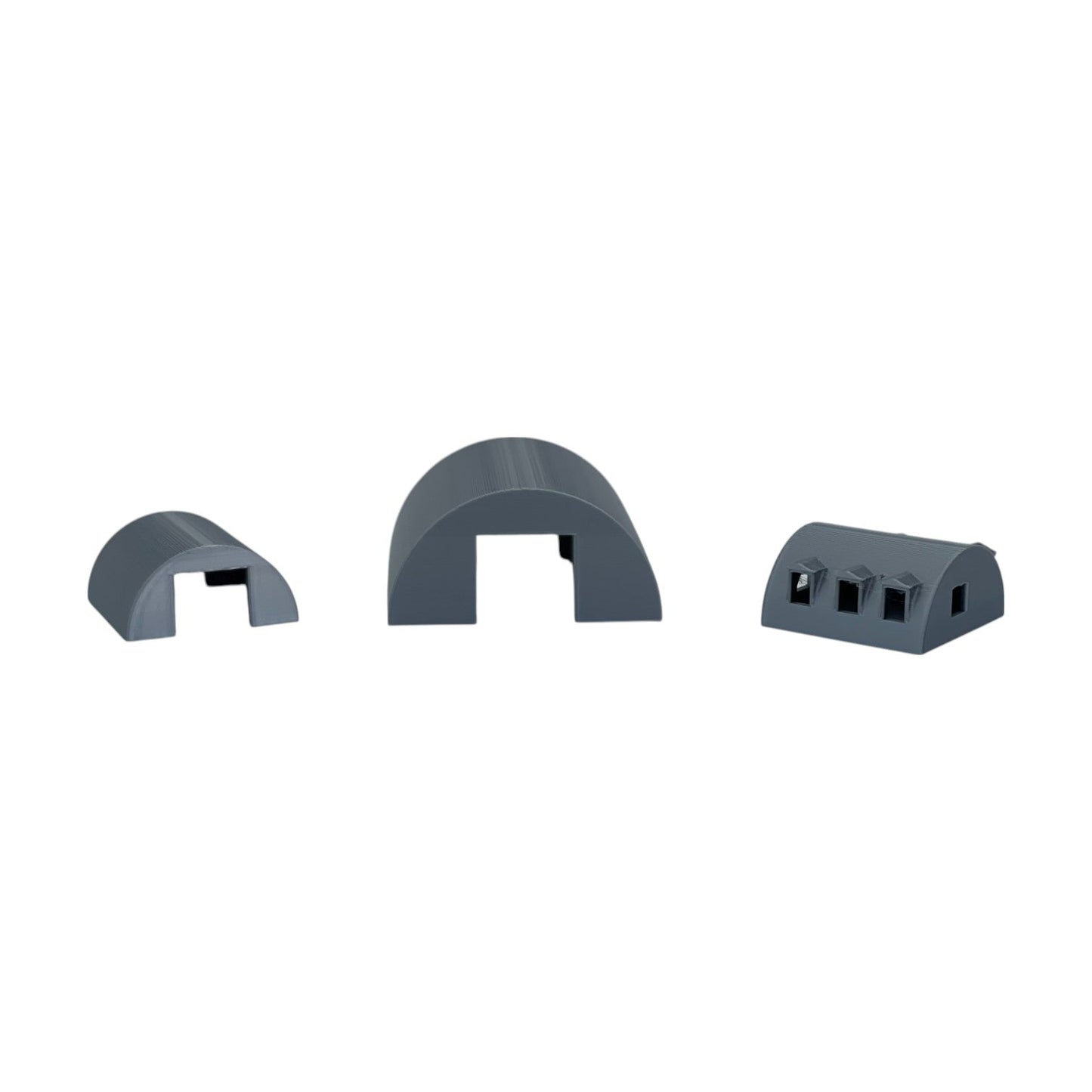 Scale - Quonset Small, Medium, and Office (3pcs) by Model Scenery World in Metallic Silver Color