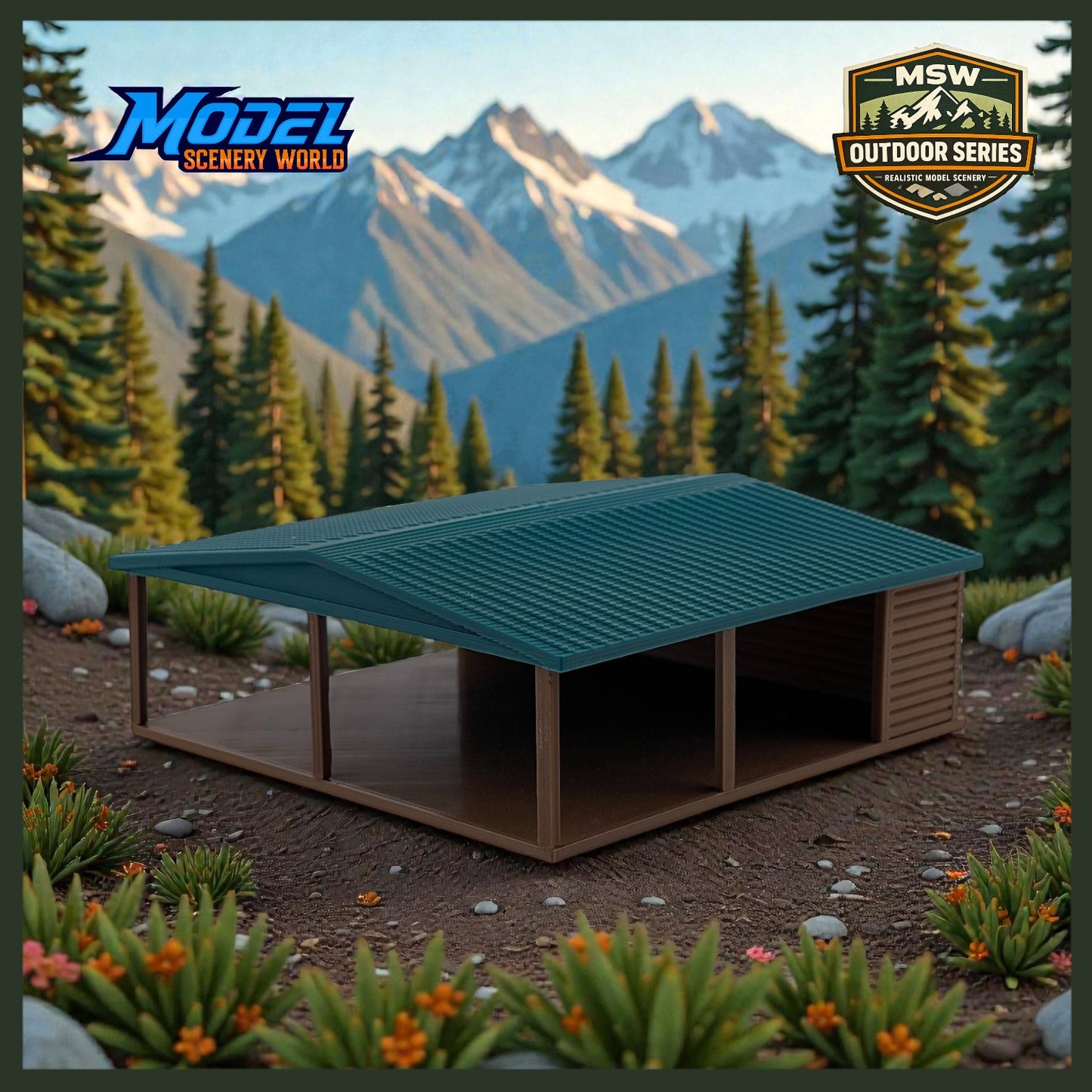 "The Outdoor Series"  Large Shelter - Camping - Modeled in Color - Z Scale 1:220