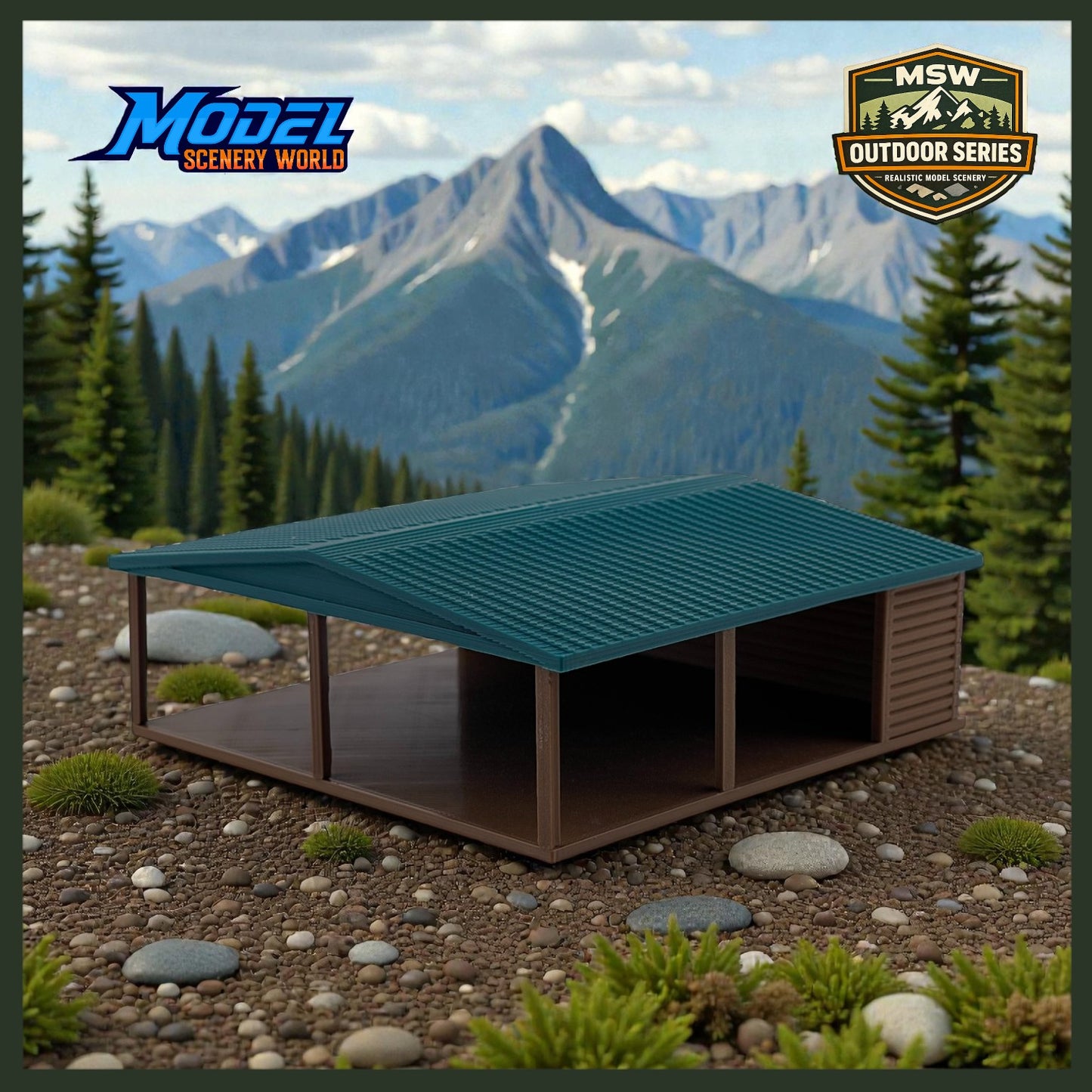 "The Outdoor Series"  Large Shelter - Camping - Modeled in Color - Z Scale 1:220