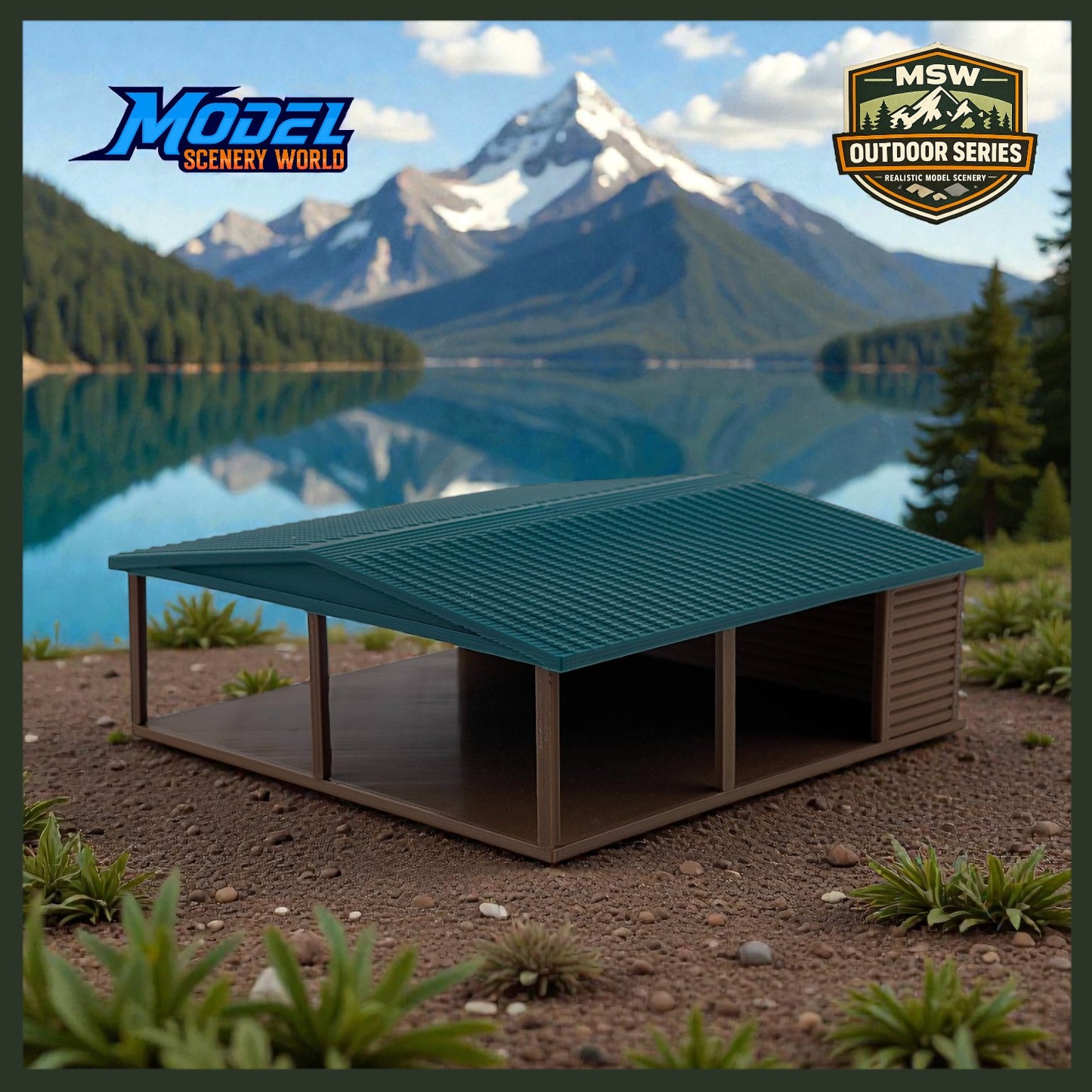 "The Outdoor Series"  Large Shelter - Camping - Modeled in Color - Z Scale 1:220