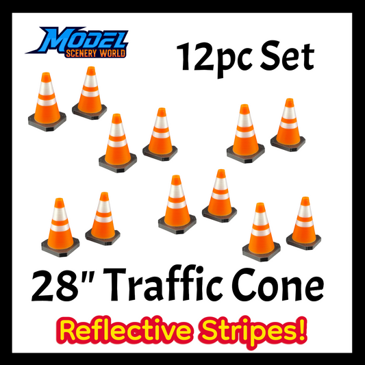 HO Scale 1:87 28" Traffic Cones Reflective (12pk)