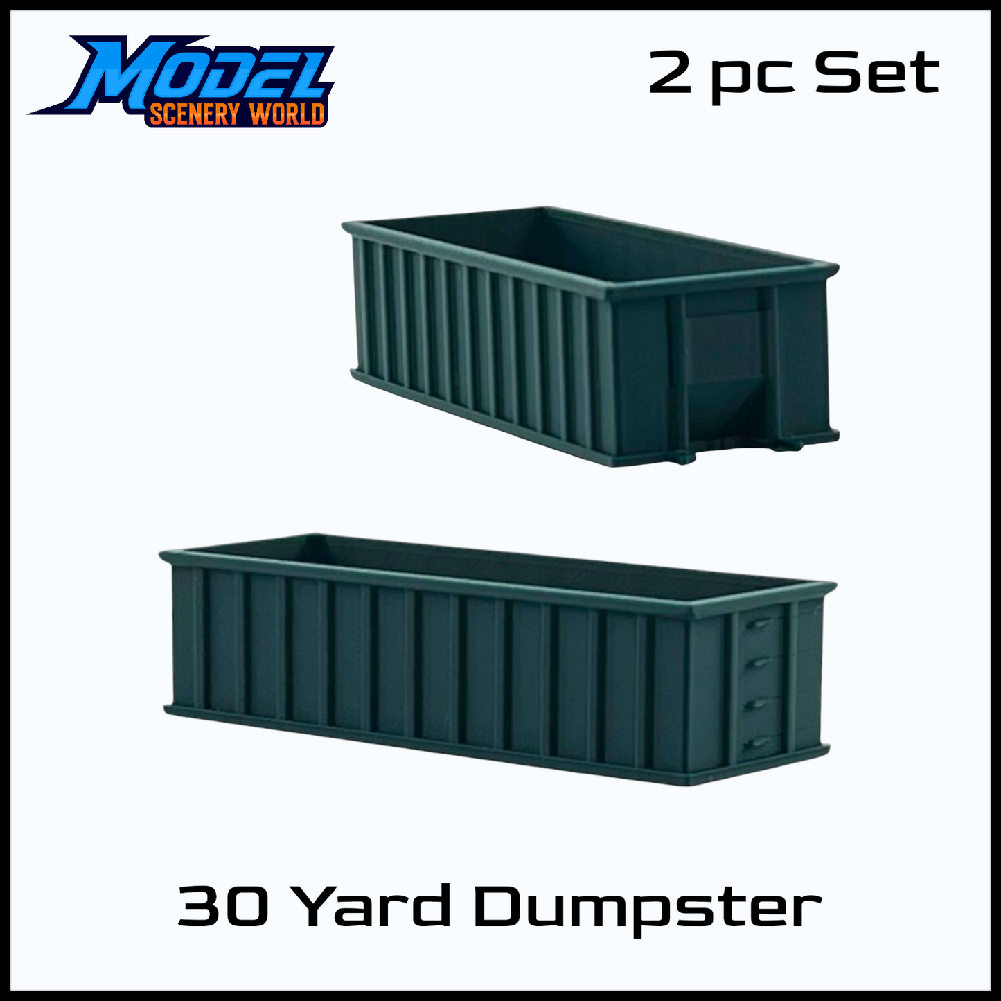 HO Scale 1:87 30-Yard Dumpster Waste Container - Green