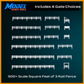 3 Rail Fence 500' + 4 Gates - N Scale 1:160 - White