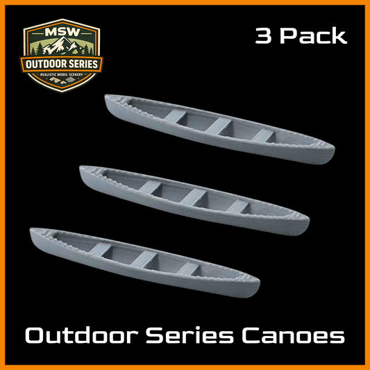 O Scale 1:48 Outdoor Series Canoes Gray 3pc
