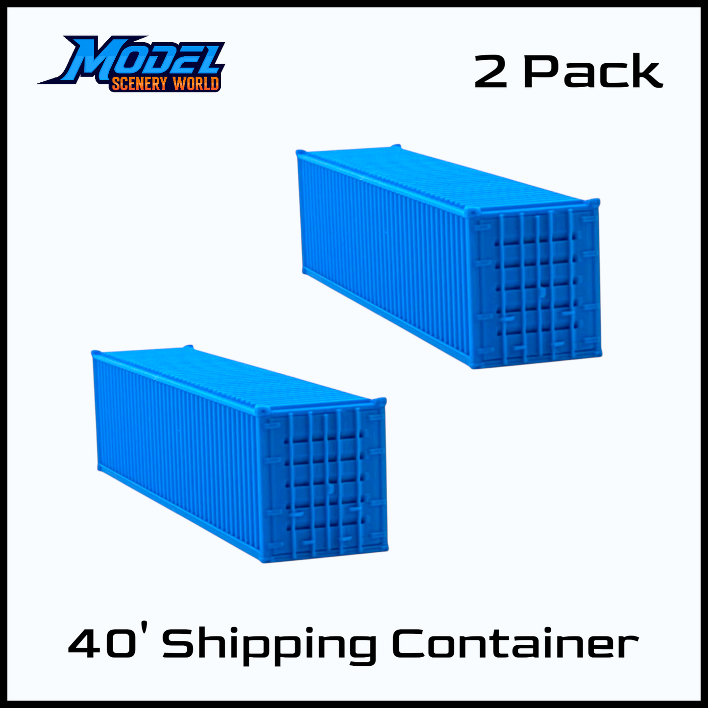 N Scale 1:160 - 40' Shipping Containers (2pk) - Cyan Blue