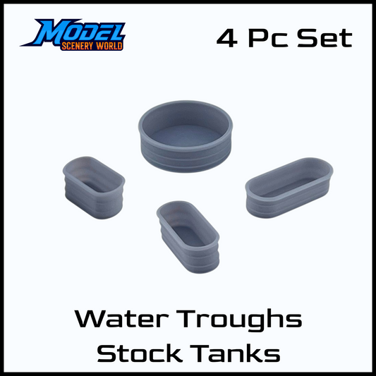 O Scale 1:48 Farm Water Troughs Stock Tanks 4pcs-Resin