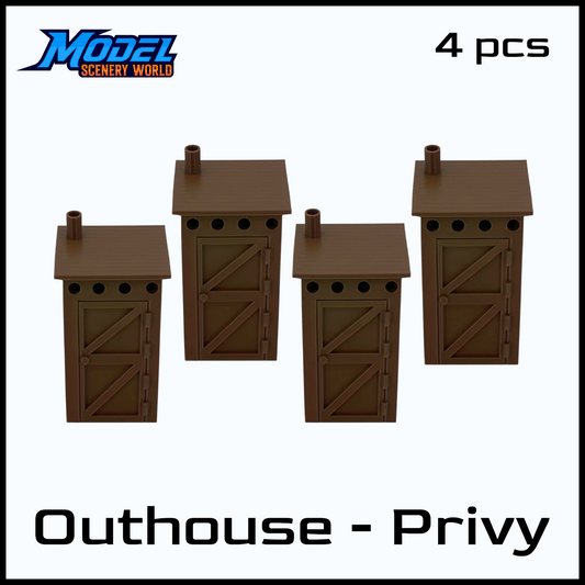 N Scale 1:160 Outhouse Privy 01 - 4pcs - Brown