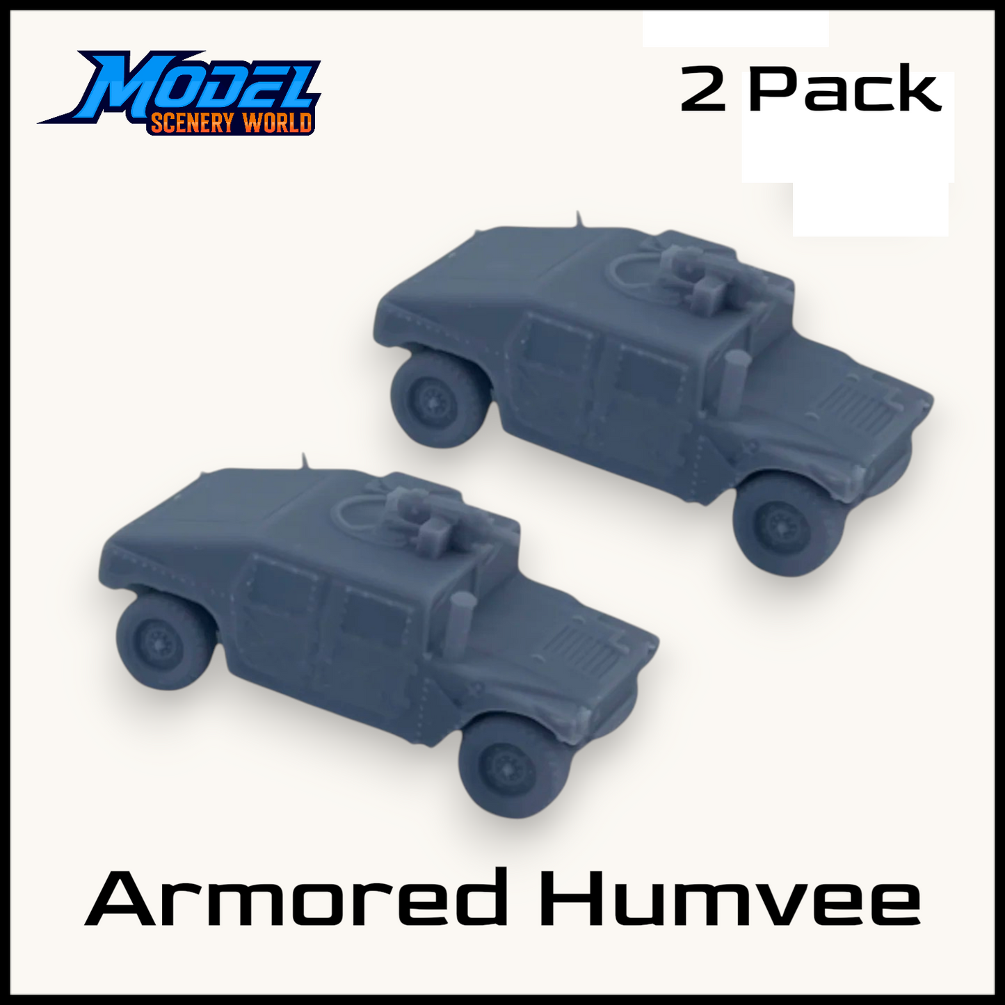 N 1:160 Scale Armored Humvee (2pk) Military Vehicle