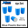 55 Gallon Plastic Barrel/Drum (6pc) Blue/White Top - G Scale