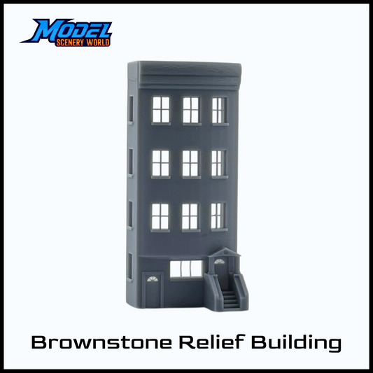 N Scale 1:160 Brownstone Relief 4-Story Building