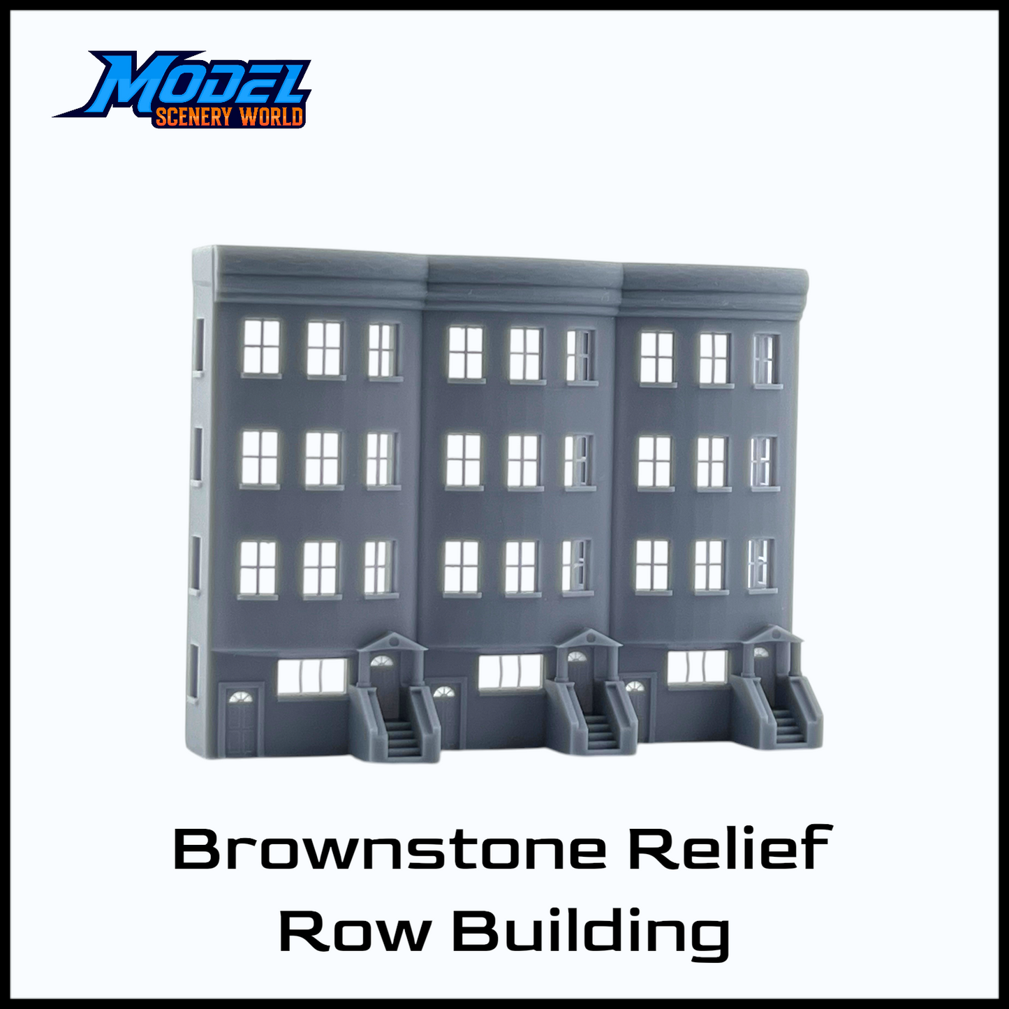 N Scale 1:160 Brownstone Relief 4-Story Row Building