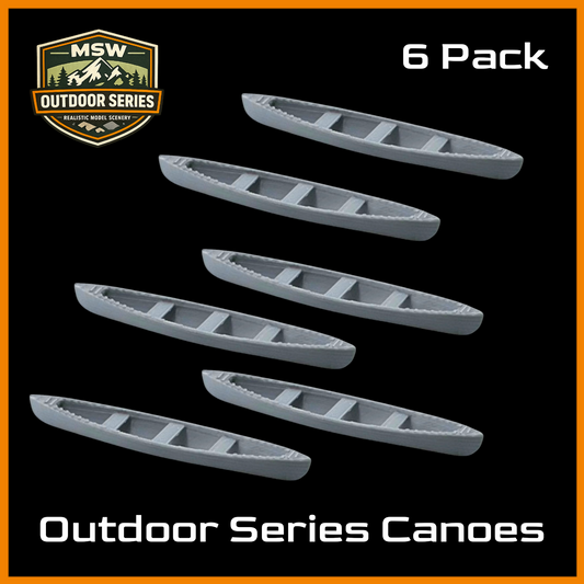 Z Scale 1:220 Outdoor Series Canoes Gray 6pcs