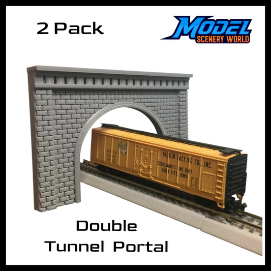 Double Tunnel Portal - Stone (2pk) - N Scale 1:160 - Gray
