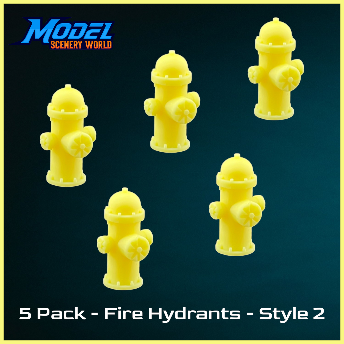 HO Scale 1:87 Yellow Fire Hydrants Scenery (5pk)