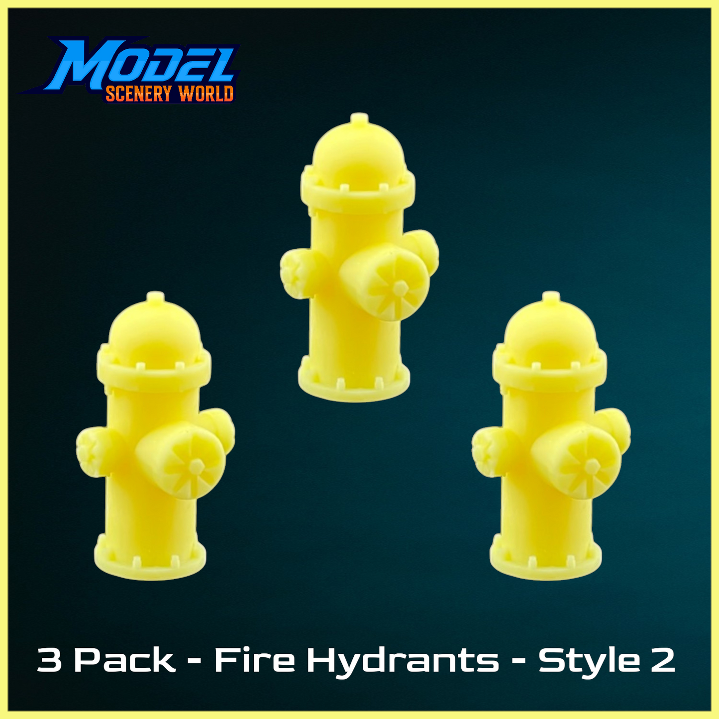 O Scale 1:48 Yellow Fire Hydrants Scenery (3pk)