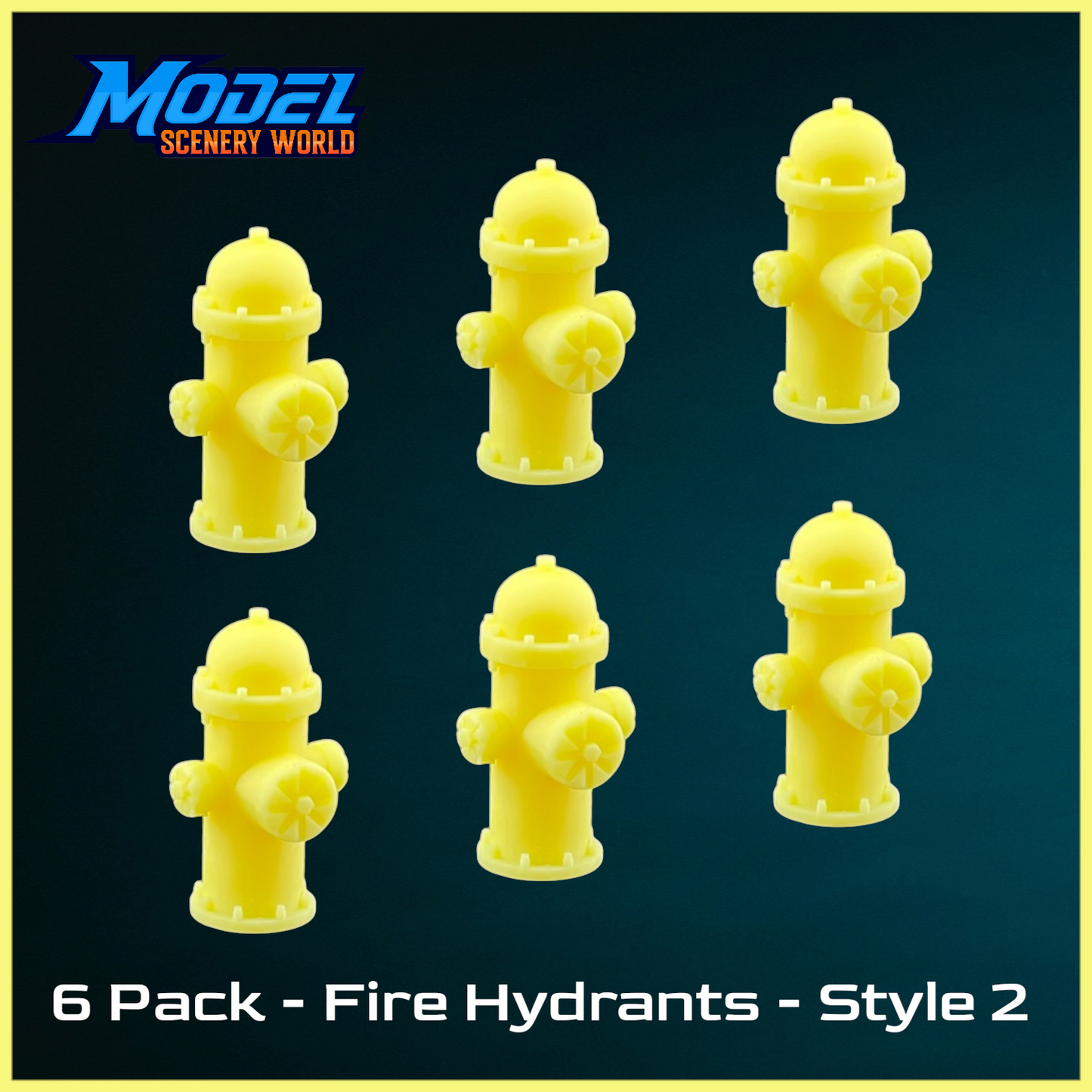 O Scale 1:48 Yellow Fire Hydrants Scenery (6pk)