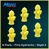 Fire Hydrants - Style 2 (6pk) - O Scale 1:48 - Yellow