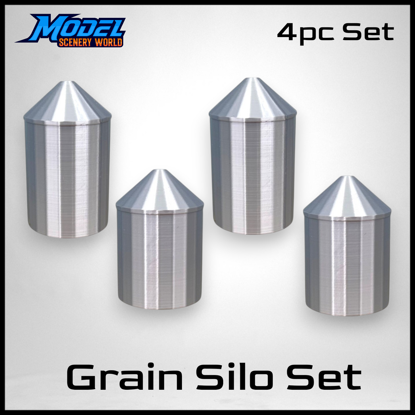 Z Scale 1:220 Grain Silo Farm Structure 4pc Set
