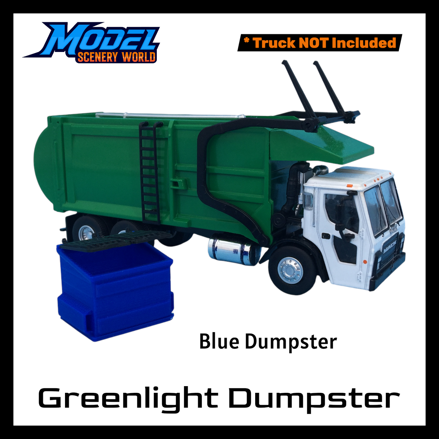 Dumpster for Greenlight Mack Refuse Truck - S Scale 1:64 - NO TRUCK - Color Blue