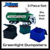 Dumpster Set for Greenlight Mack Refuse Truck - S Scale 1:64 - 3pc - NO TRUCK