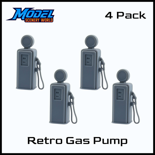 HO Scale 1:87 Retro Gas Pumps 4pk-Resin
