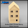 Suburban Row House #1 - Three Story - HO Scale 1:87 - Brown
