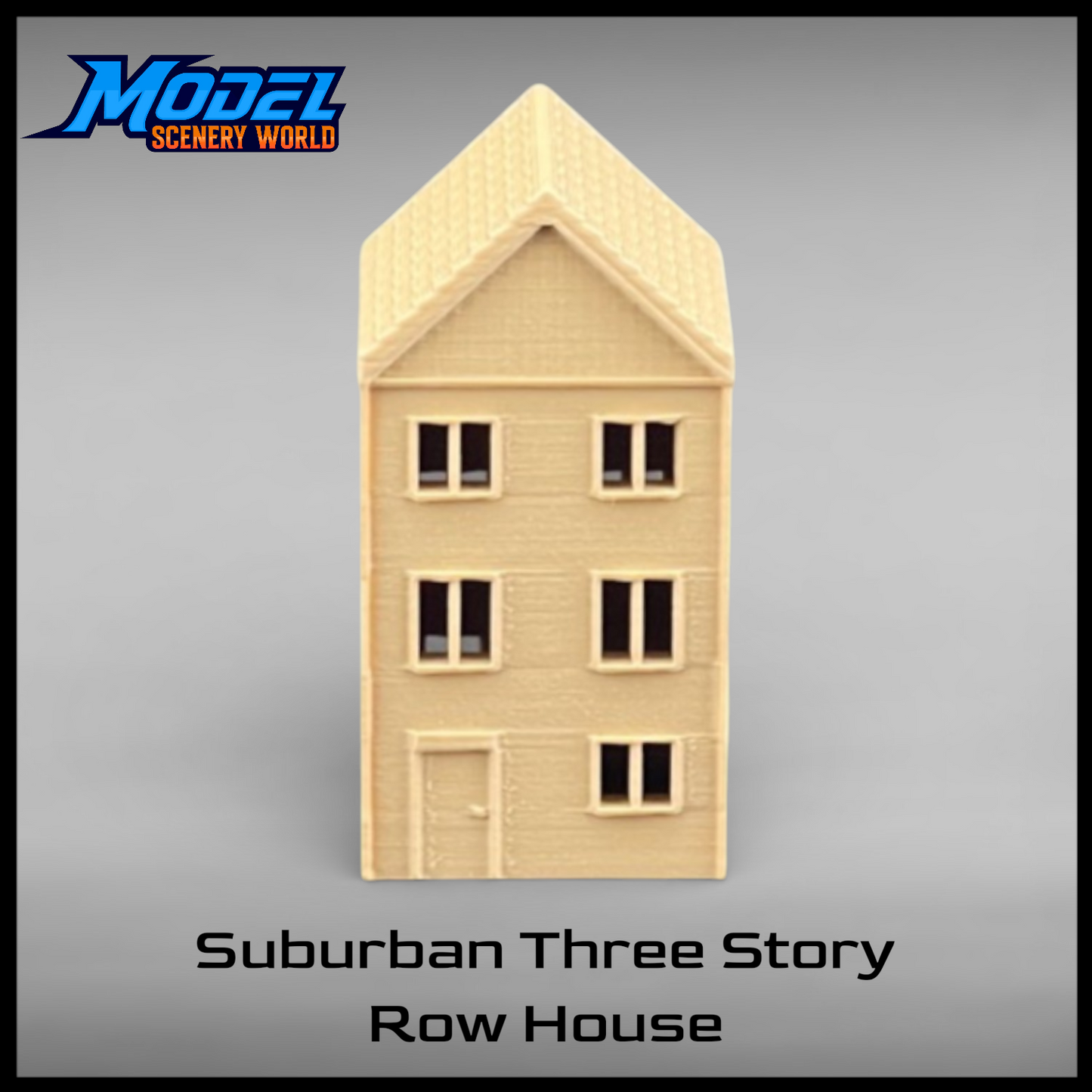 Suburban Row House #1 - Three Story - Z Scale 1:220 - Brown