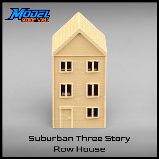 Suburban Row House #1 - Three Story - Z Scale 1:220 - Brown