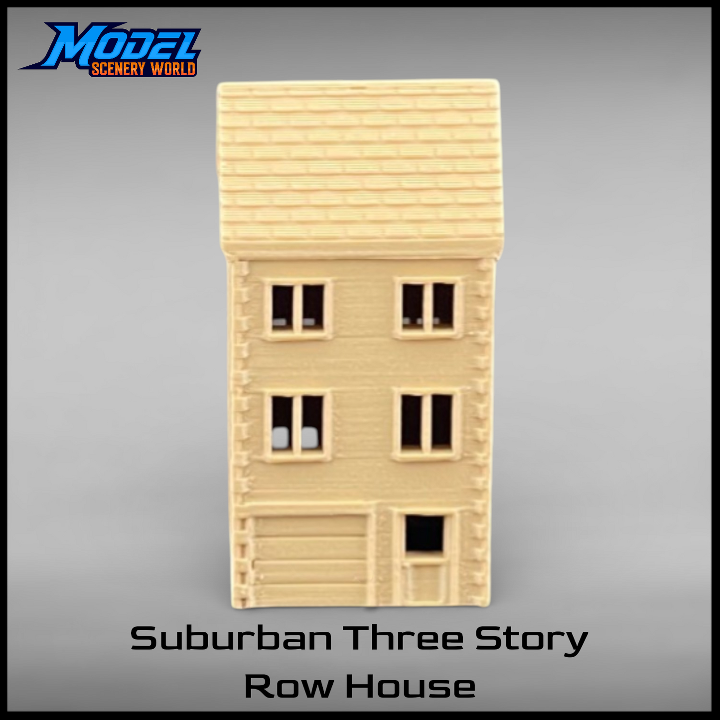 Suburban Row House #3 - Three Story - N Scale 1:160 - Brown