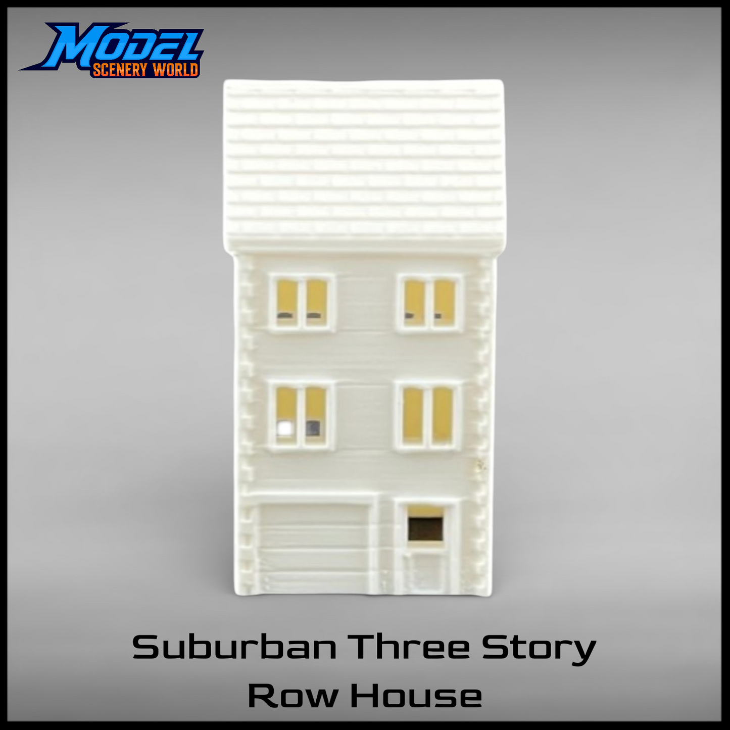 Suburban Row House #3 - Three Story - N Scale 1:160 - White