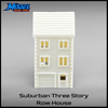 Suburban Row House #3 - Three Story - HO Scale 1:87 - White