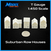 Suburban Row Houses - 5pc Set - T Gauge - 1:450 Scale - White