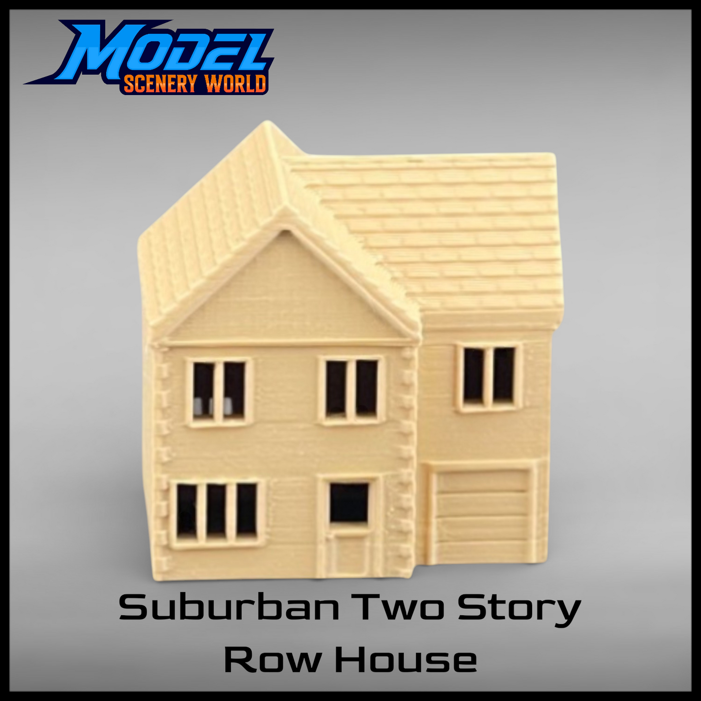 Suburban Row House #2 - Two Story with Garage - N Scale 1:160 - Brown