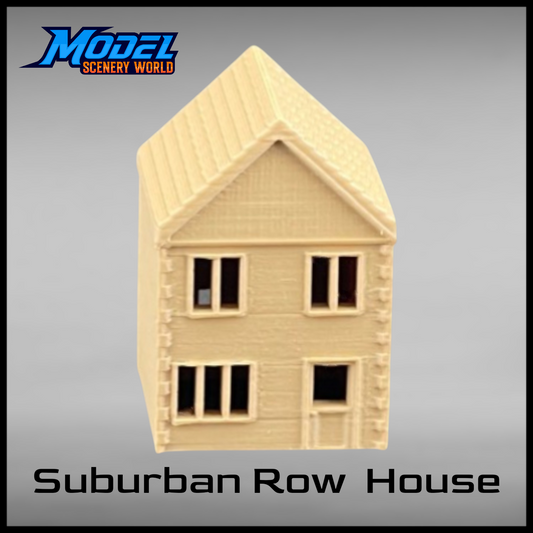 Suburban Row House #4 - Two Story - HO Scale 1:87 - Brown